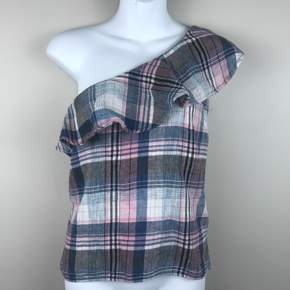 Anthro | Cloth & Stone Linen One Shoulder Top - Size XS
